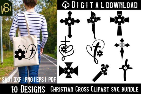 Christian Cross Clipart Svg Bundle for Crafts Graphics