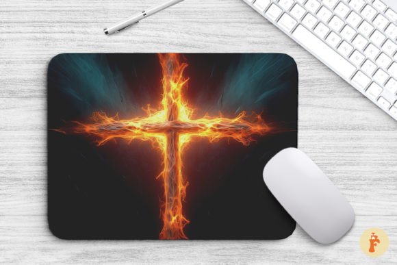 Mouse Pad Christian Cross Holy Fire Graphics & Backgrounds