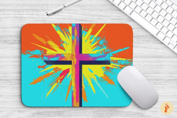 Mouse Pad Christian Cross Pop Art Style Graphics & Backgrounds
