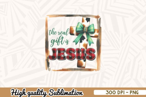 The Real Gift is Jesus Cross Plaid: Graphics for Crafts