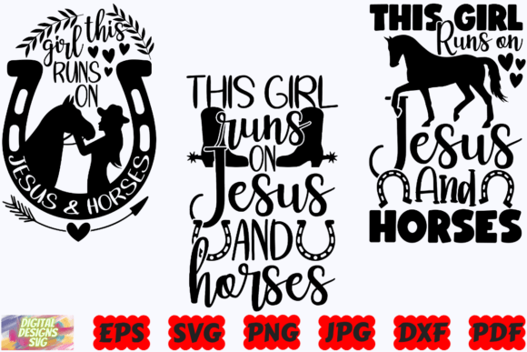 This Girls Runs on Jesus and Horses SVG: Graphics for Crafts